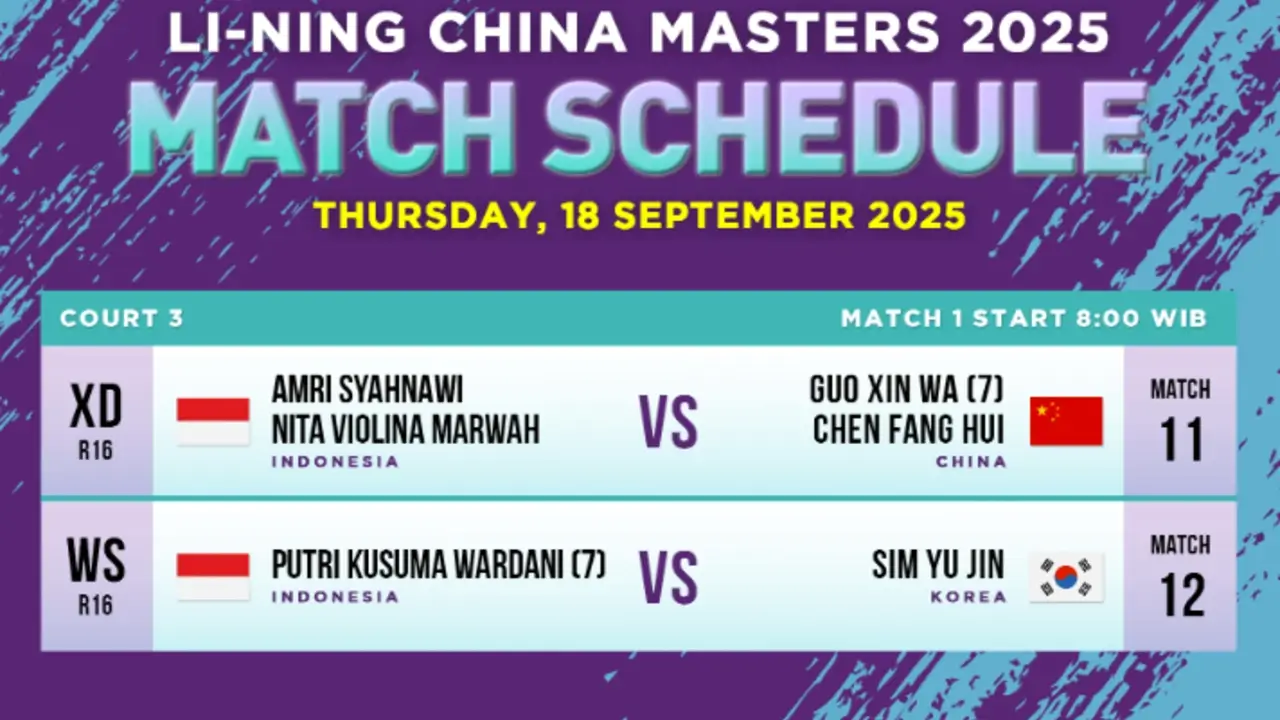 Jadwal China Masters 2025 16 besar