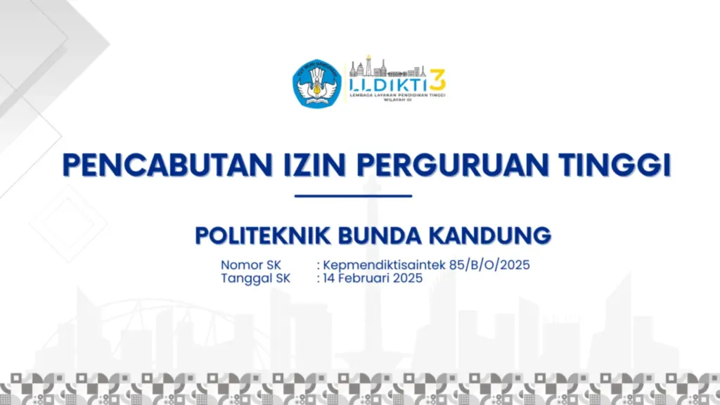 SK Pencabutan Izin Perguruan Tinggi Politeknik Bunda Kandung