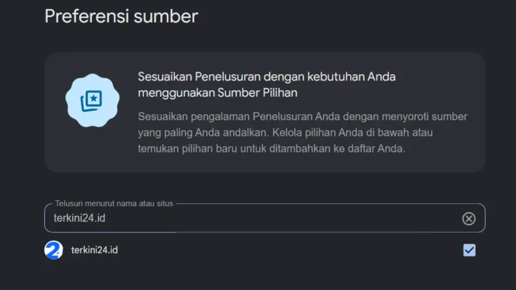 Tambahkan terkini24.id di Google