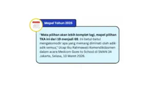 Daftar Mata Pelajaran Pilihan TKA SMA SMK MA 2026