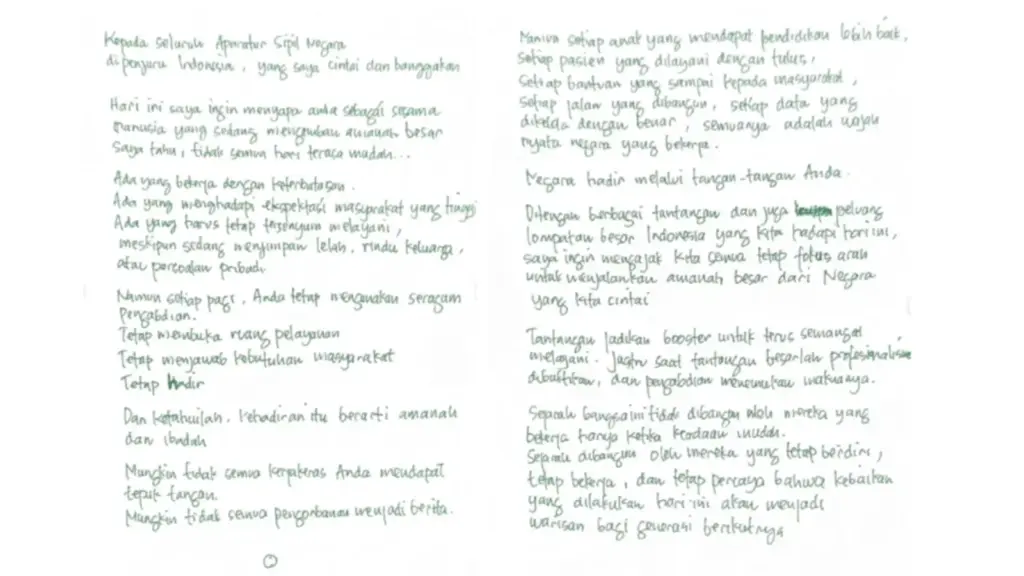 Rini Widyantini Tiba-Tiba Membuat Tulisan Tangan Ini