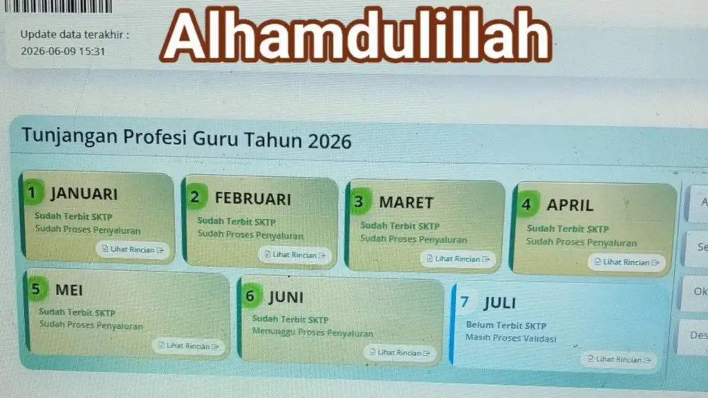 SKTP bulan Juli 2026 sudah terbit