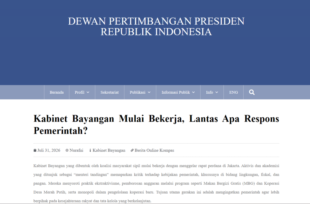 Kabinet Bayangan Mulai Bekerja, Lantas Apa Respons Pemerintah